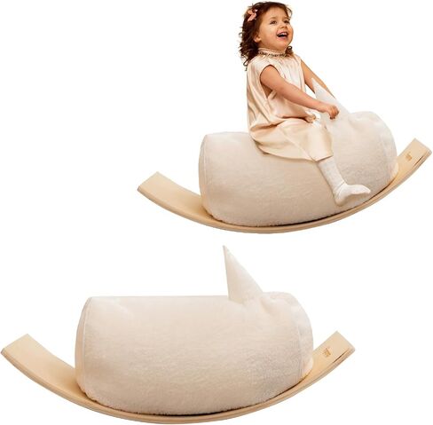 HIGOGOGO Kids Rocking Balance Board with Bean Bag Chair, 2-in-1 Rocker Wobble Board for Kids Toddler, Montessori Waldorf Learning Toy in Saudi Arabia