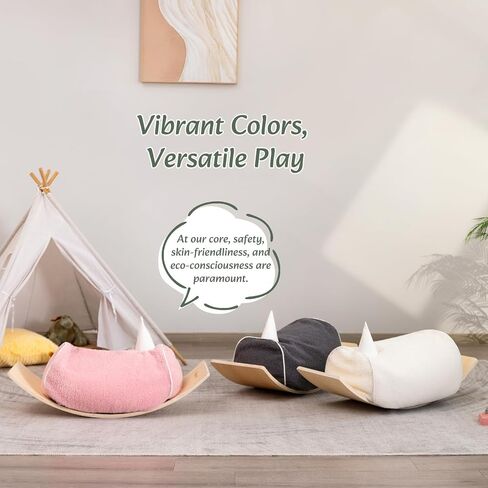 HIGOGOGO Kids Rocking Balance Board with Bean Bag Chair, 2-in-1 Rocker Wobble Board for Kids Toddler, Montessori Waldorf Learning Toy in Saudi Arabia