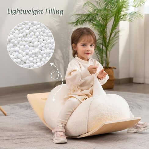 HIGOGOGO Kids Rocking Balance Board with Bean Bag Chair, 2-in-1 Rocker Wobble Board for Kids Toddler, Montessori Waldorf Learning Toy in Saudi Arabia