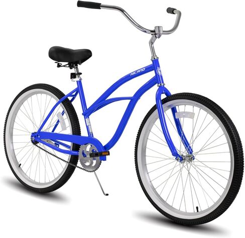 HH HILAND 26 Inch Womens Beach Cruiser Bike, Single Speed Commuter Bicycle with Rear Coaster Brake, Low Step-Through Frame, Comfortable Seat with Dual Springs, City Hybrid Bike for Women Men Adult in Kuwait