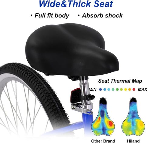 HH HILAND 26 Inch Womens Beach Cruiser Bike, Single Speed Commuter Bicycle with Rear Coaster Brake, Low Step-Through Frame, Comfortable Seat with Dual Springs, City Hybrid Bike for Women Men Adult in Kuwait