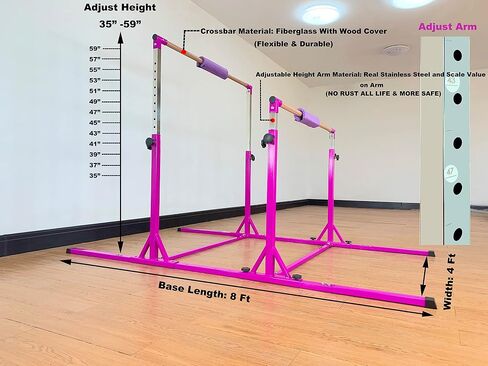 Gymnastics Double Horizontal Bars 3Play Parallel Bars Uneven Bars Gymnastics Training Kip Bar with 304 Stainless Steel Regulating Arms & Fiberglass Rail for Indoor Outdoor Home Club Use in Saudi Arabia