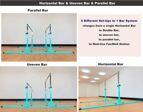 Gymnastics Double Horizontal Bars 3Play Parallel Bars Uneven Bars Gymnastics Training Kip Bar with 304 Stainless Steel Regulating Arms & Fiberglass Rail for Indoor Outdoor Home Club Use in Saudi Arabia