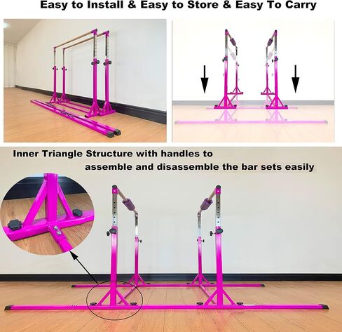 Gymnastics Double Horizontal Bars 3Play Parallel Bars Uneven Bars Gymnastics Training Kip Bar with 304 Stainless Steel Regulating Arms & Fiberglass Rail for Indoor Outdoor Home Club Use in Saudi Arabia