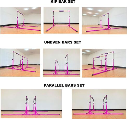 Gymnastics Double Horizontal Bars 3Play Parallel Bars Uneven Bars Gymnastics Training Kip Bar with 304 Stainless Steel Regulating Arms & Fiberglass Rail for Indoor Outdoor Home Club Use in Saudi Arabia