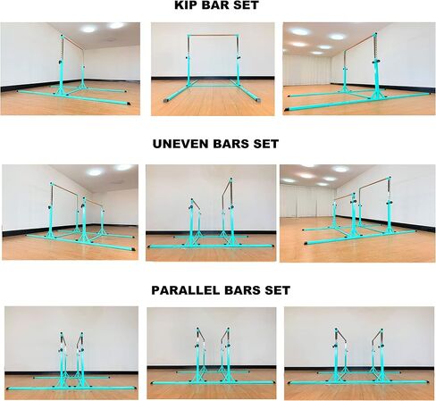 Gymnastics Double Horizontal Bars 3Play Parallel Bars Uneven Bars Gymnastics Training Kip Bar with 304 Stainless Steel Regulating Arms & Fiberglass Rail for Indoor Outdoor Home Club Use in Saudi Arabia