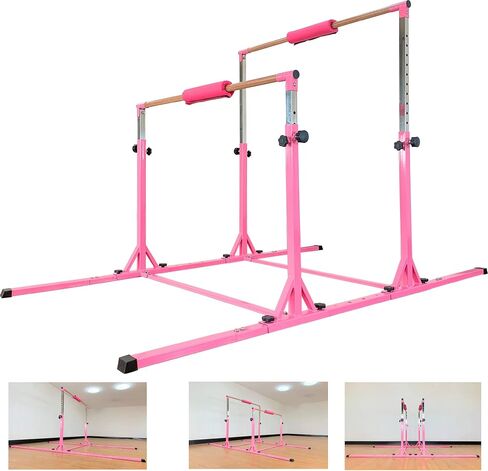 Gymnastics Double Horizontal Bars 3Play Parallel Bars Uneven Bars Gymnastics Training Kip Bar with 304 Stainless Steel Regulating Arms & Fiberglass Rail for Indoor Outdoor Home Club Use in Saudi Arabia