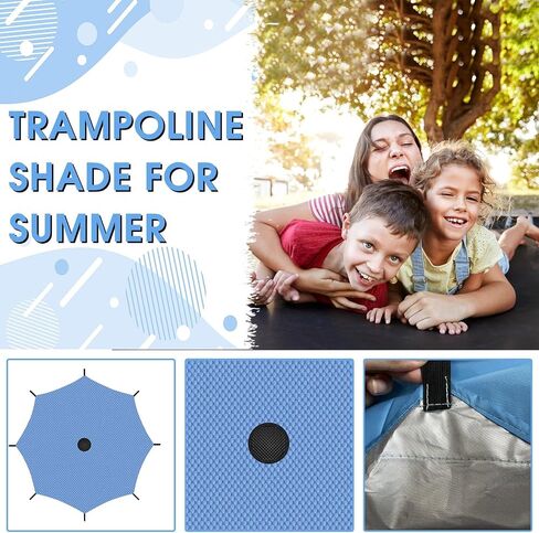 Trampoline Shade Cover, 8ft Sun-Protection Trampolines Canopy, Easy to Install, Anti-UV Trampolines Sunshade Accessories for Outdoor Backyard Playground, blue in Saudi Arabia