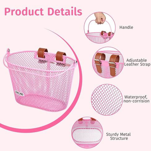 سلة دراجة الأطفال Zacro، سلال دراجات مطورة للأولاد والبنات، سلة دراجة للأطفال الصغار مع جرس دراجة، مجموعة إكسسوارات تزيين شارات الدراجة، سلة دراجة للأطفال مناسبة لسكوتر الدراجة للأطفال in Kuwait