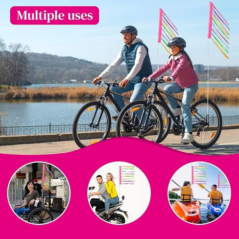 2 Pcs Pink 6 ft Bike Flag with Pole for Safety Pink Go Kart Flag Trike Flag Bicycle Safety Flag Dirt Bike Flag Mount Telescopic Flag Warning Flag for Mobility Scooter Kayak Flag Waterproof Reflective in Saudi Arabia