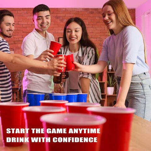 مفرش طاولة Beer Pong مقاس 71 × 23 بوصة من Yeuligo، مجموعة Beer Pong لألعاب الشرب، 14 × كرات Beer Pong، 24 × أكواب البيرة Pong البلاستيكية القابلة لإعادة الاستخدام، ألعاب المشروبات الممتعة لمهرجانات الحفلات للبالغين. in Saudi Arabia