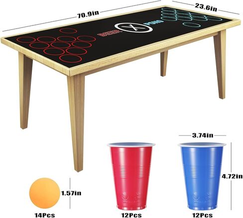 مفرش طاولة Beer Pong مقاس 71 × 23 بوصة من Yeuligo، مجموعة Beer Pong لألعاب الشرب، 14 × كرات Beer Pong، 24 × أكواب البيرة Pong البلاستيكية القابلة لإعادة الاستخدام، ألعاب المشروبات الممتعة لمهرجانات الحفلات للبالغين. in Saudi Arabia