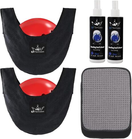 TonGass (Combo Pack Bowling Ball Cleaner Spray Kit 10"x8" Bowling Ball Towel with Easy-Grip Dots Bowling Polisher Bag for Storage Bowling Ball Portable Bowling Cleaner Set Oil Scuff Mark Cleaner in Saudi Arabia