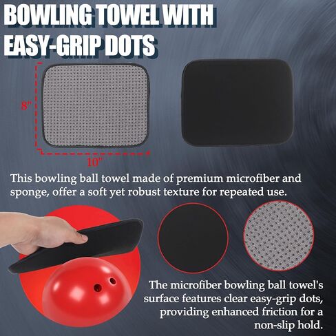 TonGass (Combo Pack Bowling Ball Cleaner Spray Kit 10"x8" Bowling Ball Towel with Easy-Grip Dots Bowling Polisher Bag for Storage Bowling Ball Portable Bowling Cleaner Set Oil Scuff Mark Cleaner in Saudi Arabia