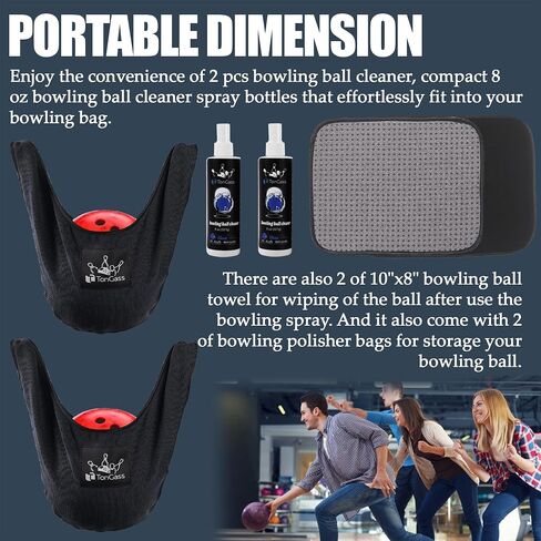TonGass (Combo Pack Bowling Ball Cleaner Spray Kit 10"x8" Bowling Ball Towel with Easy-Grip Dots Bowling Polisher Bag for Storage Bowling Ball Portable Bowling Cleaner Set Oil Scuff Mark Cleaner in Saudi Arabia