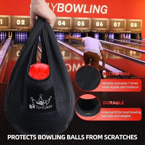 TonGass (Combo Pack Bowling Ball Cleaner Spray Kit 10"x8" Bowling Ball Towel with Easy-Grip Dots Bowling Polisher Bag for Storage Bowling Ball Portable Bowling Cleaner Set Oil Scuff Mark Cleaner in Saudi Arabia