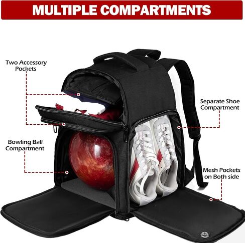 Bowling Bag Backpack 1 Ball, Bowling Ball Bag for single ball, Shoes up to Size 15 and Accessories in Saudi Arabia