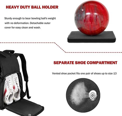 Bowling Bag Backpack 1 Ball, Bowling Ball Bag for single ball, Shoes up to Size 15 and Accessories in Saudi Arabia