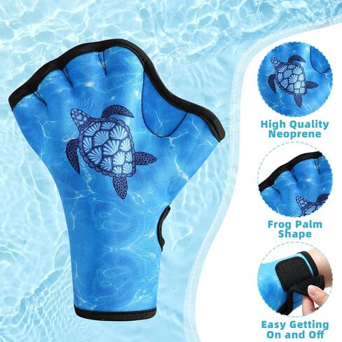 2 Pairs Swimming Gloves Aquatic Swim Training Gloves Webbed Fitness Swim Paddles for Lap Swimming Turtle Mandala Water Resistance Swimming Aquatic Gloves for Women Men Diving in Saudi Arabia