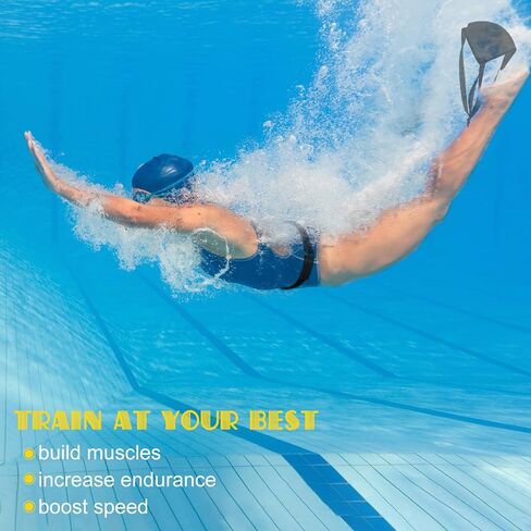 8 Set of Swim Parachute Swim Resistance Training Equipment Tempo Trainer Swimming Quality Swimming Drag Belt Stationary Swimming Harness for Pool, Black in Saudi Arabia