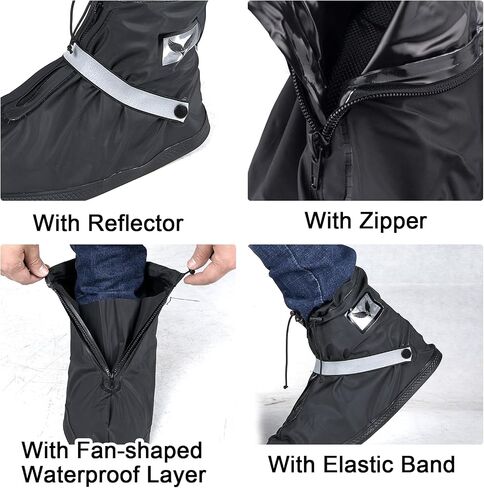 GARGOYLE BELLS Waterproof Rain Cover Boot Non-Slip Shoe Covers with Zipper and Reflector Heavy Duty Reusable Rain Boots for Men Women in Saudi Arabia