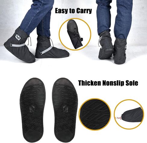 GARGOYLE BELLS Waterproof Rain Cover Boot Non-Slip Shoe Covers with Zipper and Reflector Heavy Duty Reusable Rain Boots for Men Women in Saudi Arabia