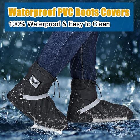 GARGOYLE BELLS Waterproof Rain Cover Boot Non-Slip Shoe Covers with Zipper and Reflector Heavy Duty Reusable Rain Boots for Men Women in Saudi Arabia