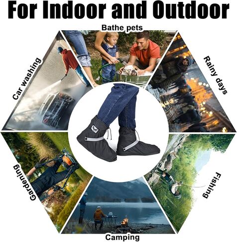 GARGOYLE BELLS Waterproof Rain Cover Boot Non-Slip Shoe Covers with Zipper and Reflector Heavy Duty Reusable Rain Boots for Men Women in Saudi Arabia