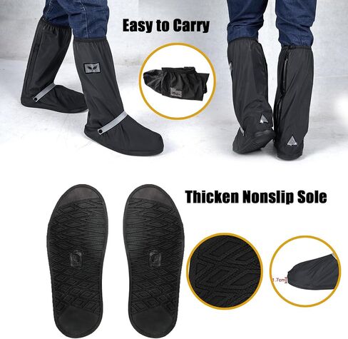 GARGOYLE BELLS Waterproof Rain Cover Boot Non-Slip Shoe Covers with Zipper and Reflector Heavy Duty Reusable Rain Boots for Men Women in Saudi Arabia