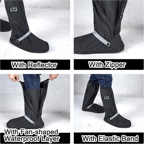 GARGOYLE BELLS Waterproof Rain Cover Boot Non-Slip Shoe Covers with Zipper and Reflector Heavy Duty Reusable Rain Boots for Men Women in Saudi Arabia