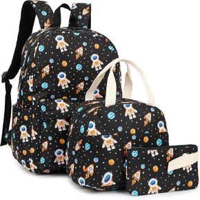 Kouxunt Girls School Backpacks for Kids Teens, 3-in-1 School Bag Bookbags Set with Lunch Bag Pencil Case