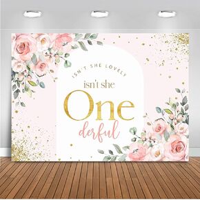 Mocsicka Isn't She Lovely Isn't She Onederful خلفية Boho Floral Girl 1st زينة عيد الميلاد Miss Onederful Sweet Baby Girl أول لافتة تزيين لحفلات عيد الميلاد (7x5ft، Boho)