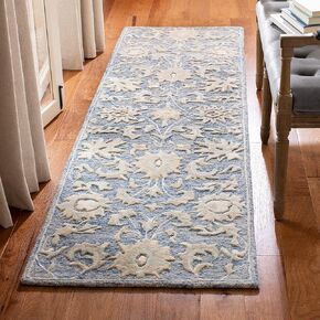 SAFAVIEH Glamour Collection 2'3" x 8' Blue / Beige GLM624M Handmade Premium Wool Runner Rug