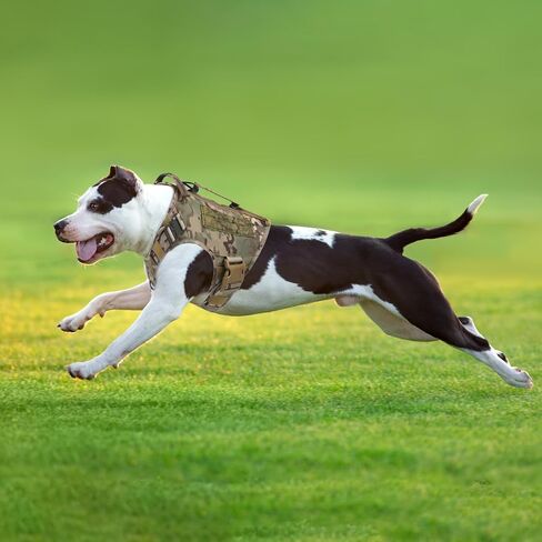Tactical Dog Backpack Harness for Large Breed Original Design Metal Buckle Vest with Side Bags Pouches for Service Working Training (Khaki (with 2 Pouches), L) in Saudi Arabia