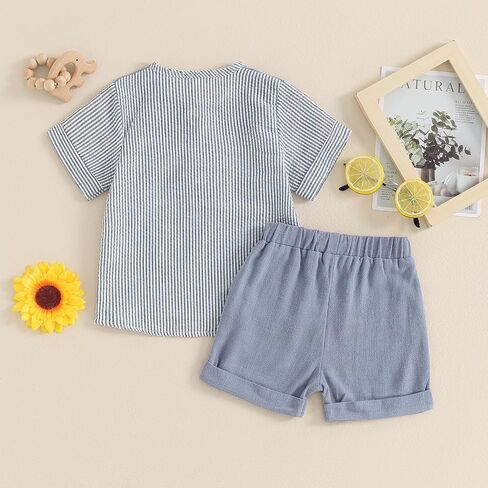MAYUMMPY Toddler Boys Girl Cotton Linen Shorts Outfit Solid Color Button Shirts Tops Shorts Sets Summer Baby Boy Clothes in Saudi Arabia