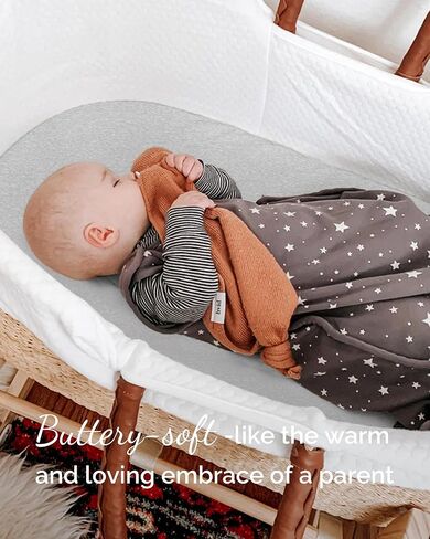 Bassinet Fitted Sheets Compatible with SNOO Happiest Baby Oval Bassinet - Buttery Soft, Silky Comfort, Premium Stretchy Jersey Knit Sheets - Sky + Sage + Cloud, 3 Pack in Kuwait
