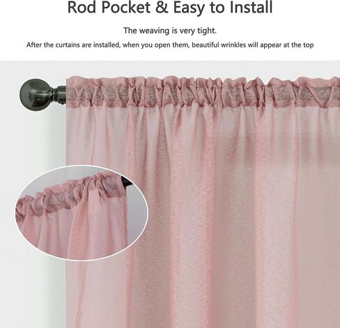 مجموعة توني ستائر شفافة بلون أحمر الخدود بطول 63 بوصة، ستائر فوال لجيب قضيب تصفية الضوء لغرفة المعيشة، معالجة نوافذ شبه فوال للباب (52 × 63 بوصة، أحمر الخدود، لوحتان) in Kuwait