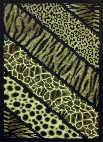 سجاد ماسادا مصنوع من جلد الحيوان النمر والحمار الوحشي ومطبوع على حدود منطقة العداء بتصميم أسود وبني وبيج 73 Skinz (2 قدم × 7 أقدام) in Kuwait