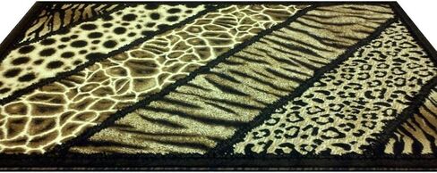 سجاد ماسادا مصنوع من جلد الحيوان النمر والحمار الوحشي ومطبوع على حدود منطقة العداء بتصميم أسود وبني وبيج 73 Skinz (2 قدم × 7 أقدام) in Kuwait