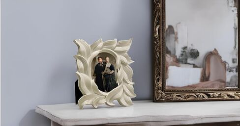 بيدرمان اند سونز اطار صور - اطار صور منحوت من الراتنج او اطار صورة لسطح الطاولة، مقاس S، اوراق بيضاء in Kuwait