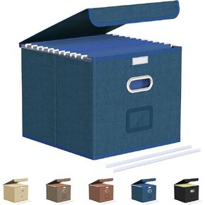 Oterri File Organizer Box,File Box,Small File Cabinet for Letter Folders,Pink Portable Filing Box,Collapsible File Organizer Box for Office/Decor/Home-1 Pack - without Folders