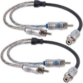 NVX® XIX21 3.28 ft (1 Meter) Oxygen Free Copper 2-Channel Double Twisted Pair X-Series Car Audio RCA Audio Interconnect Cable with Shielded Noise Reduction and Split-tip Silver-Plated Machined Ends in Kuwait