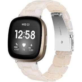Miimall Compatible for Fitbit Versa 3/Sense Resin Bands Women Men Super-Light Stainless Steel Clasp Replacement Wristbands Straps for Fitbit Versa 3/Sense