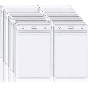 EcoEarth - Horizontal Card Protector w/Soft Edge - Sealable 4x3 Inch, Clear, 100 Pack - Waterproof ID Badge Holder - Plastic Name Tag Holder Bulk