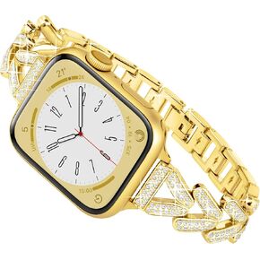 Melyis Luxury Band Compatible with Apple Watch Bands for Women 44mm 45mm 42mm 49mm Series 9 8 SE 7 6 5 4 3 Ultra 2 1, Metal Fancy Strap for Apple Watch Band Womens, Woman Dressy iWatch Bands-Starlight
