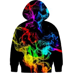 Asylvain Graphic Hoodies for Boys Girls 3D Print Novelty Colorful Cool Kids Sweatshirts Size 6-15 Years