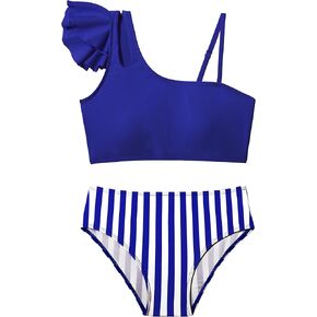 Doumlop Girls Swimsuits Bikini Set, Kids Bathing Suit for Girls Ruffle Two Piece Girls' Swimwear with Adjustable Strap