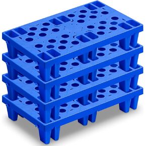 2 Pieces Nestable Moisture Proof Plastic Pallets 19.6 x 11.8 x 3.9 Inch Blue Lightweight Floor Pallet with Breathable Grid for Supermarket Restaurant Shop Warehouse Basement Storage
