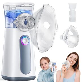 Portable Nebulizer for Adults Kids for Asthma Breathing with 2 Masks Mouthpiece Inhaler Nebulizer Machine Rechargeable Mesh Handheld Nebulizer for Travel & Home