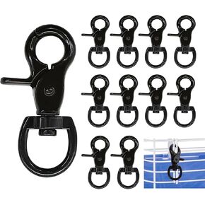 Trigger Snap Hooks 2.32'' x 0.82'' Zinc Alloy Black Swivel Snap Hooks Heavy Duty Metal Lanyard Clips Hardware for Purse Bag Bird Cages